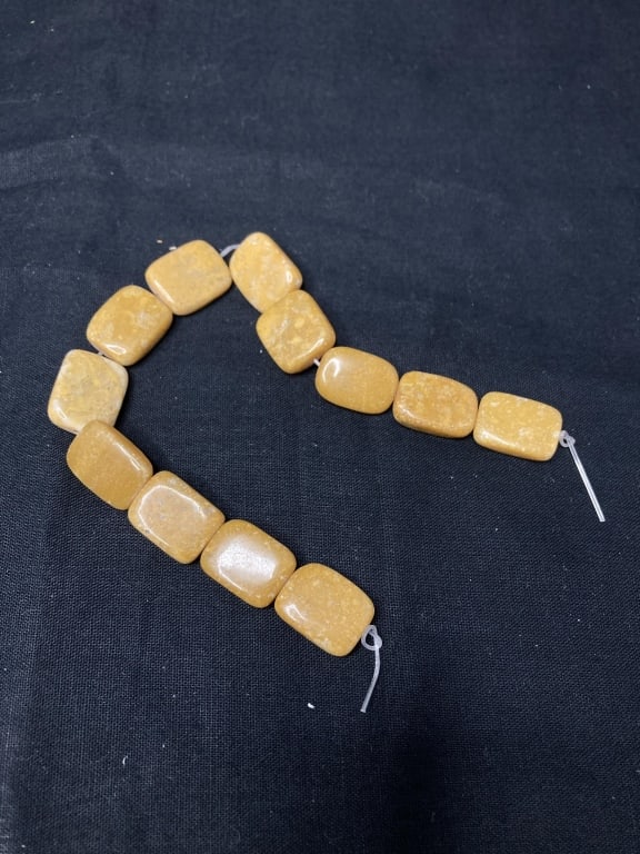 Group of Yellow Stone Beads: Group of Yellow Stone Beads, 5/8in