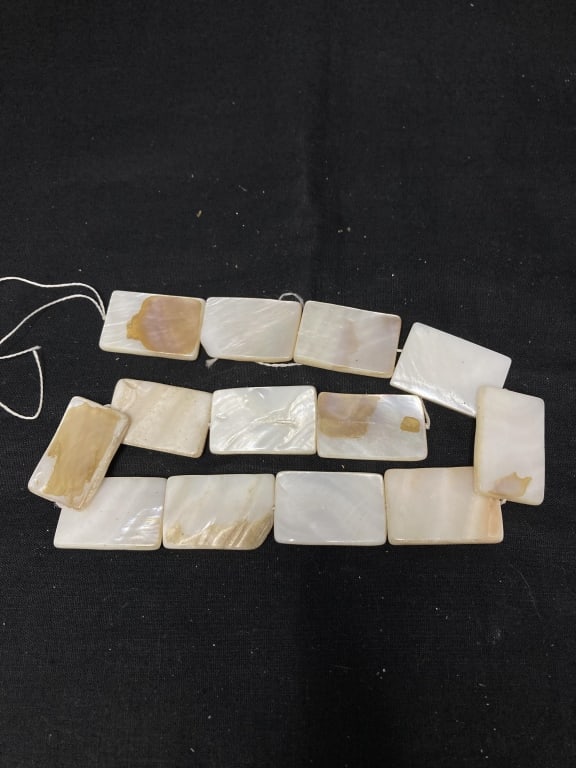 Group of Mother-of-Pearl Rectangle Flat Beads: Group of Mother-of-Pearl Rectangle Flat Beads, 1 1/8in