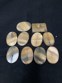 Group of Brown Mother-of-Pearl Oval Flat Beads