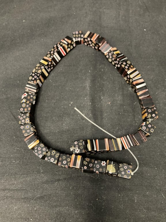 Group of Millefiori Glass Square Beads: Group of Millefiori Glass Square Beads