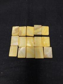 Group of Yellow Mother-of-Pearl Rectangle Flat Bea