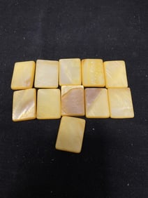 Group of Yellow Mother-of-Pearl Rectangle Flat Bea
