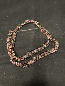 Group of Millefiori Glass Square Flat Beads