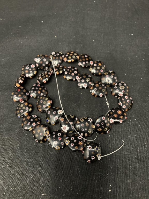 Group of Millefiori Glass Heart Beads: Group of Millefiori Glass Heart Beads