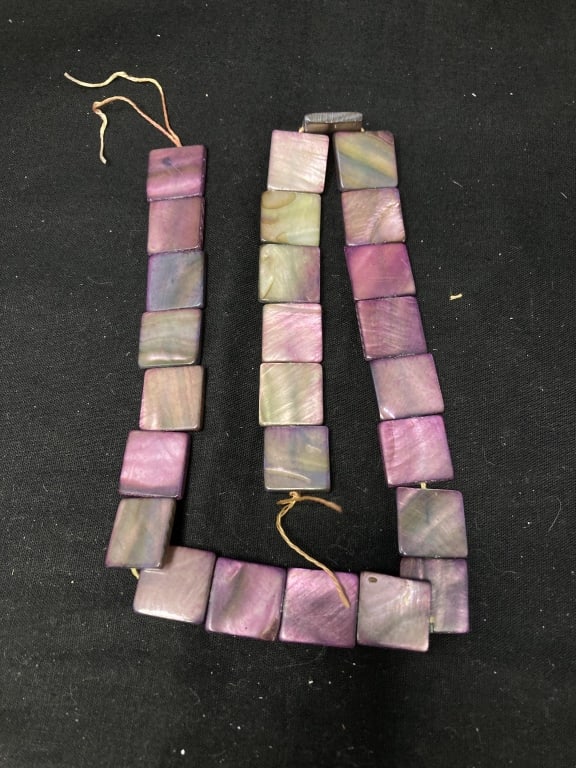 Group of Purple Mother-of-Pearl Square Flat Beads: Group of Purple Mother-of-Pearl Square Flat Beads, 5/8in