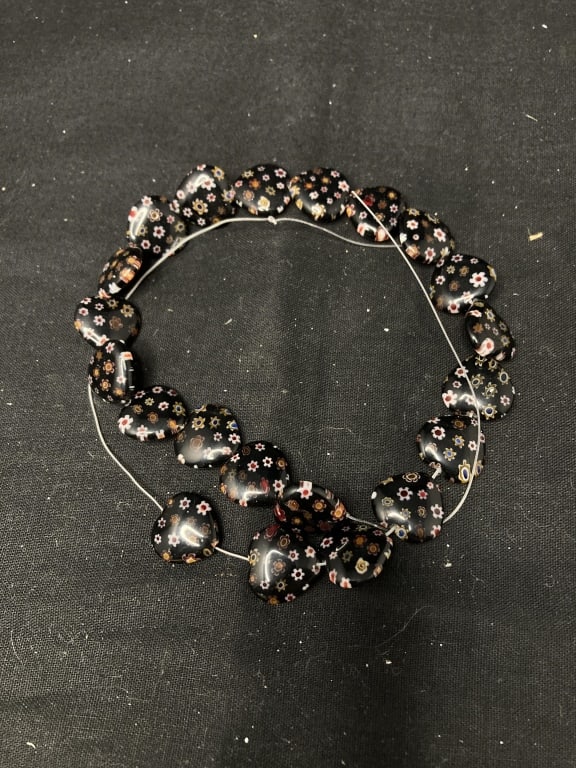 Group of Millefiori Glass Heart Beads: Group of Millefiori Glass Heart Beads