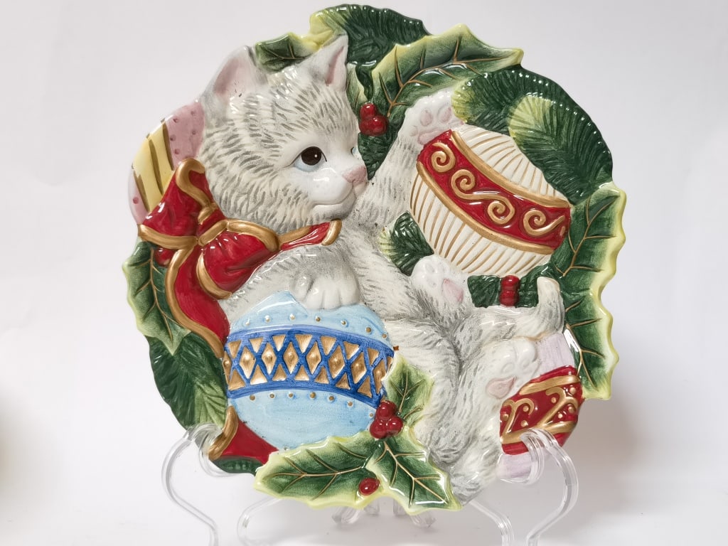 Vintage Fitz & Floyd Essentials Porcelain Cat Plat (1 of 4)