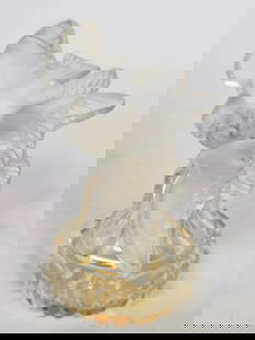 Vintage Frosted and Clear Glass Perfume Bottle: Vintage Frosted and Clear Glass Perfume Bottle, 4.25in