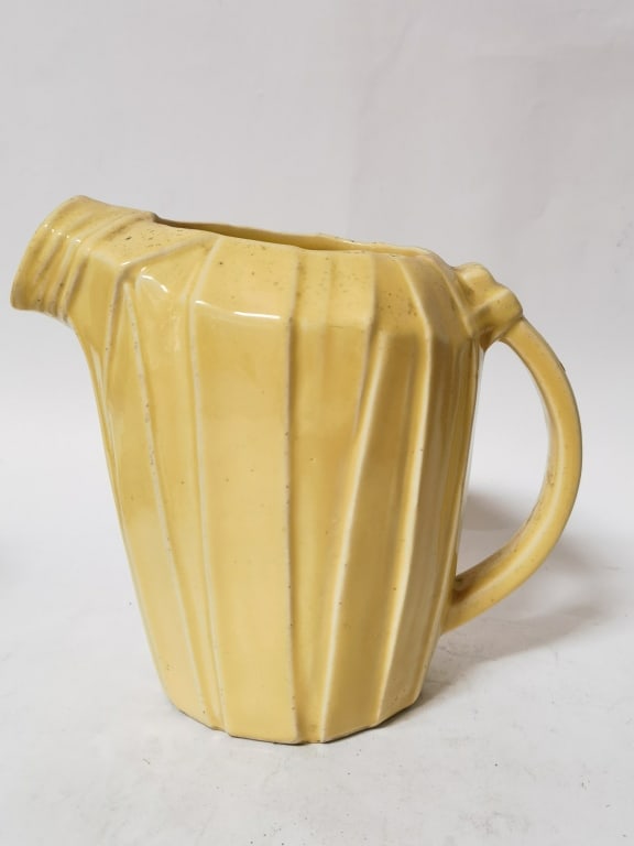 Vintage McCoy Porcelain Yellow Glaze Pitcher (1 of 4)