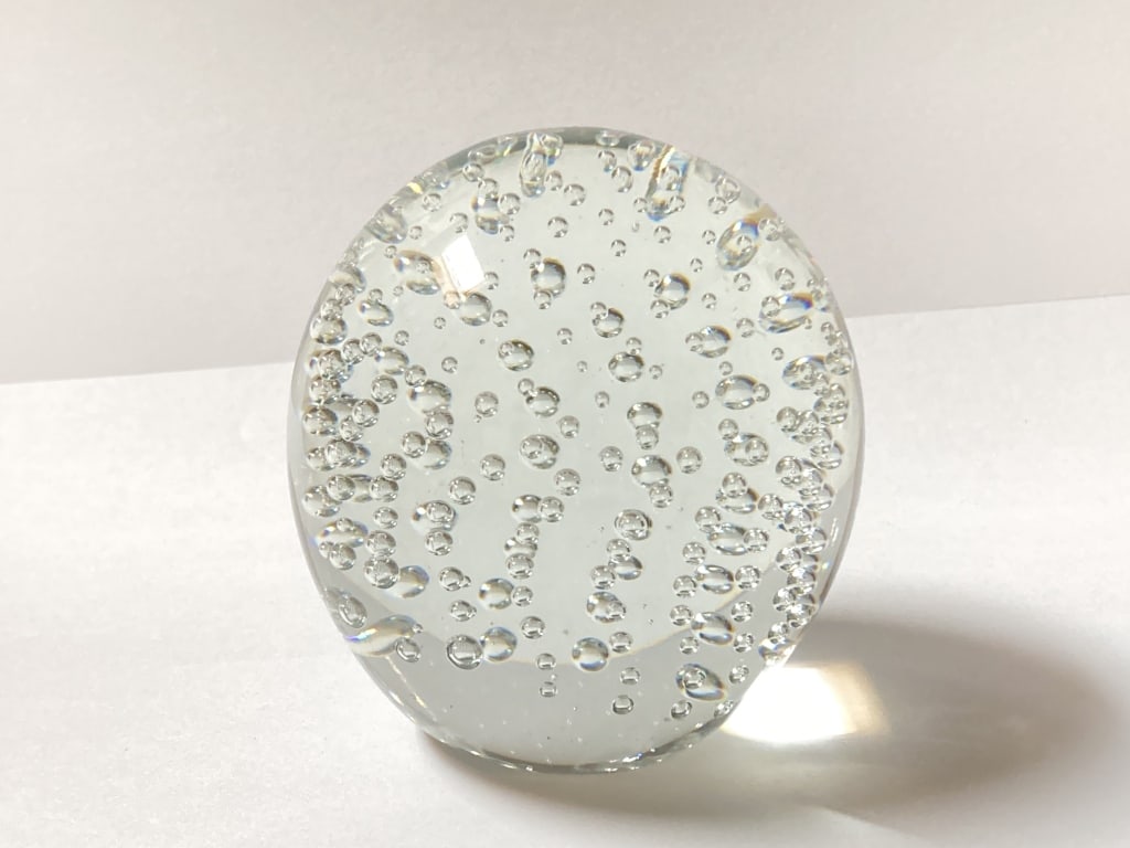 Unmarked Controlled Bubble Glass Paperweight (1 of 3)