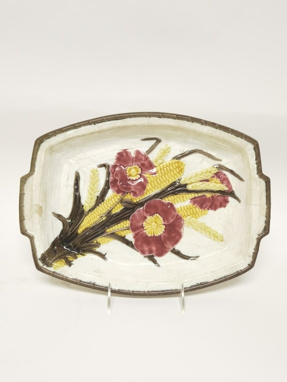 Antique Wedgwood Majolica Argenta Corn Bread Plate (1 of 4)