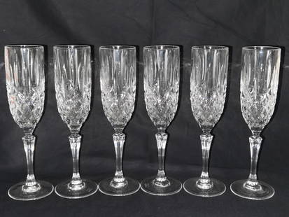 (6) Marquis by Waterford Crystal Champagne Flutes: (6) Marquis by Waterford Crystal Champagne Flutes, 9.75in