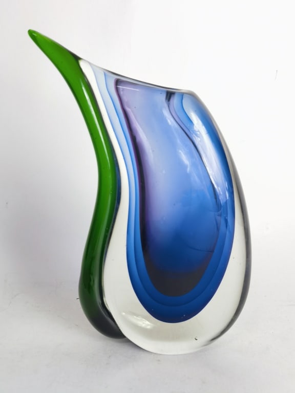 Vintage Murano Italy Flavio Poli Sommerso Glass Va: Vintage Murano Italy Flavio Poli Sommerso Glass Vase, 9 3/8in