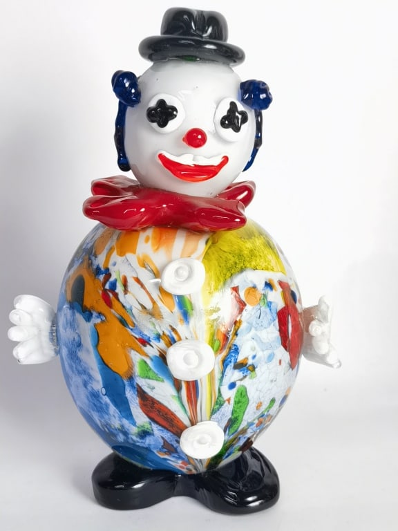 Vintage Murano Italy Art Glass Clown: Vintage Murano Italy Art Glass Clown, 10.5in