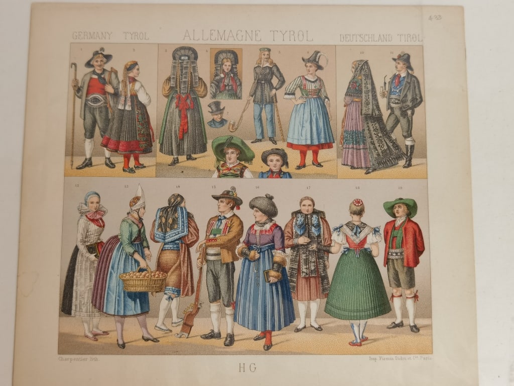 Vintage Ancient German Fashion Print: Vintage Ancient German Fashion Print, 7.5in by 8.5in