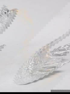 Vintage Opalescent Iridescent Glass Swan: Vintage Opalescent Iridescent Glass Swan, 5.75in