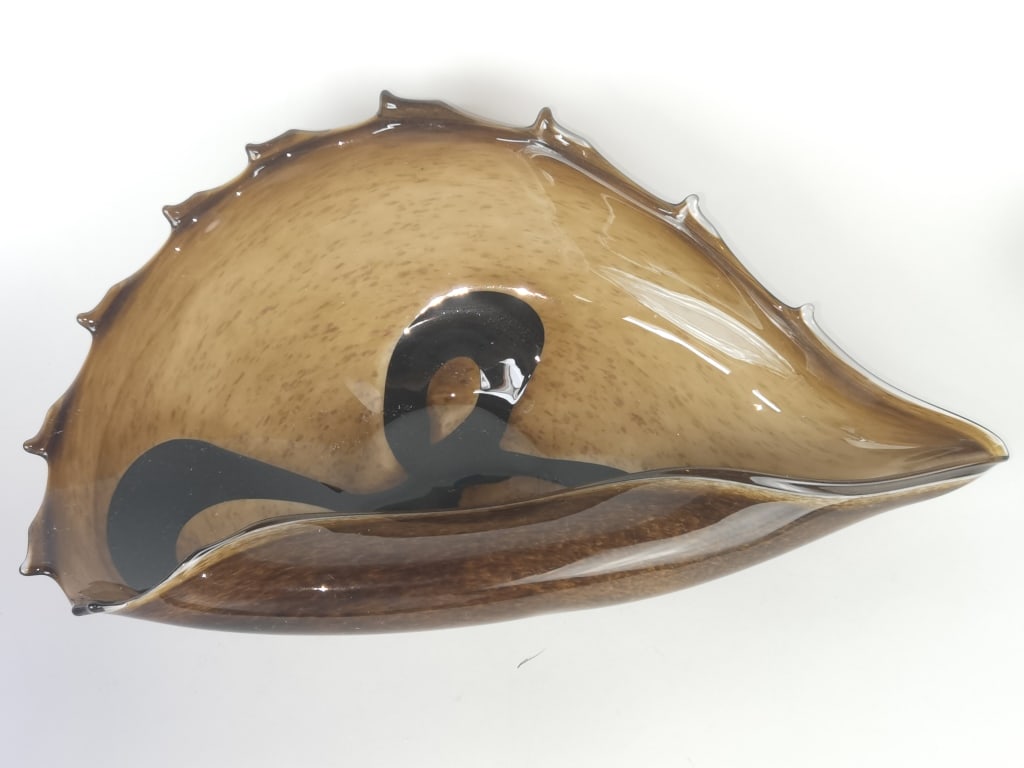 Vintage Murano Italy Brown Conch Shell Glass Platt (1 of 6)