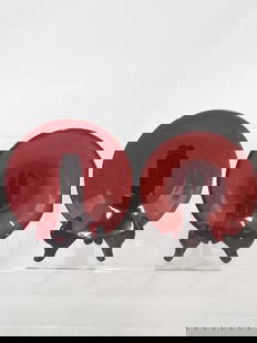 (2) Ruby Glass Plates: (2) Ruby Glass Plates, 6in