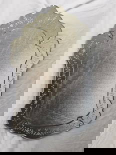 Vintage French Etched Glass Mirror: Vintage French Etched Glass Mirror, 30.5in by 20in