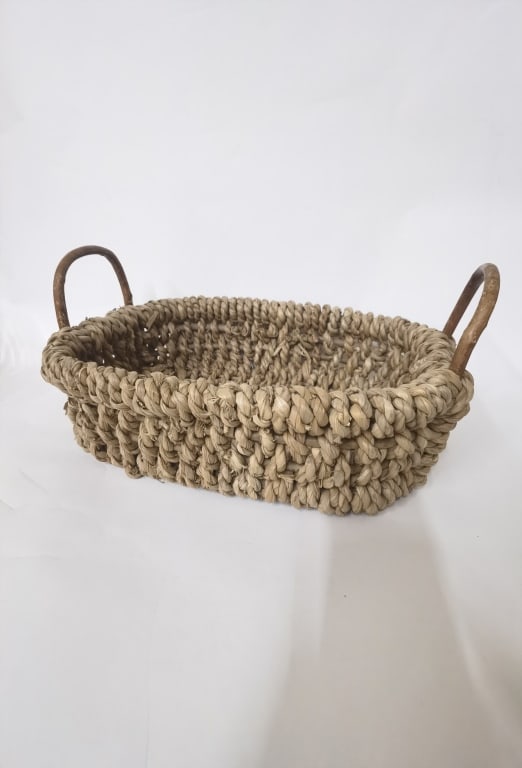 Handled Woven Basket: Handled Woven Basket, 16in by 12in