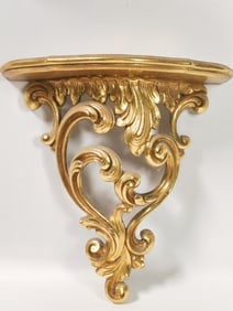 Vintage Gitl Wood Carved Wall Shelf