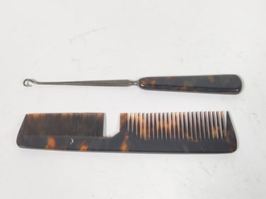 (2) Vintage Faux Tortoise Shell Combs