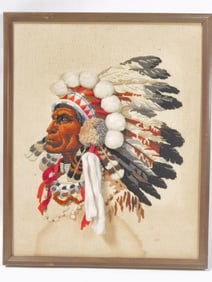 Vintage Native American Chief Embroidery
