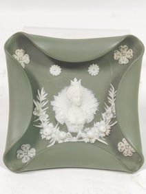 Vintage Wedgwood Porcelain Sage Green Foldover Dis
