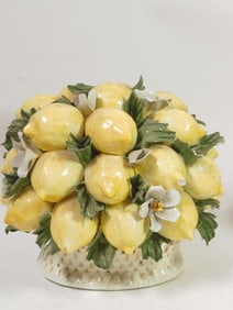 Vintage Italian Hand Painted Porcelain Lemon Baske