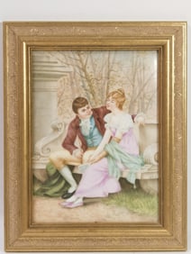 Vintage Signed G.P.G. Hand Painted Porcelain Plaqu