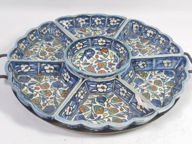 Vintage Jerusalem Hand Painted Pottery Snack Platt