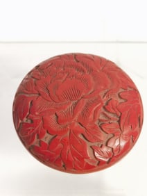 Vintage Chinese Cinnabar Carved Stamp Ink Box