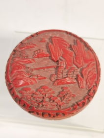 Vintage Chinese Cinnabar Carved Stamp Ink Box
