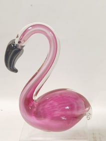 Vintage Murano Italy Magenta Art Glass Flamingo