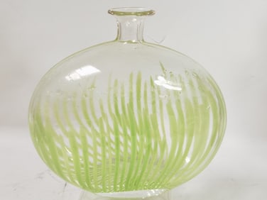 Vintage Murano Italy Green Art Glass Vase