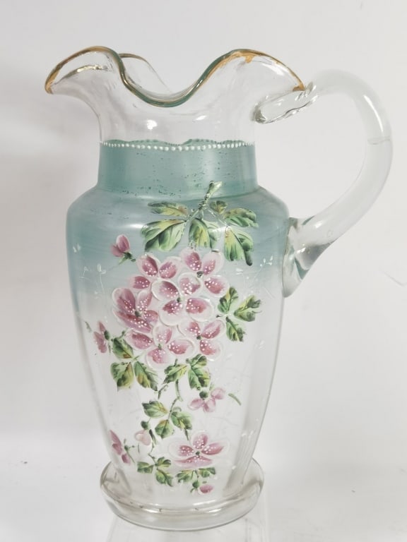 Vintage Fenton Style Hand Painted Glass Pitcher (1 of 4)