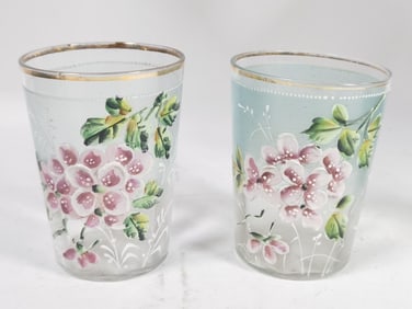 Pr. of Vintage Fenton Hand Painted Glass Cups