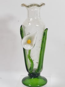 Vintage Hand Blown Calia Flower Bubble Glass Vase