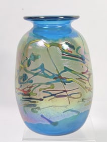 1999 Vintage Robert Eickholt Iridescent Art GlassV