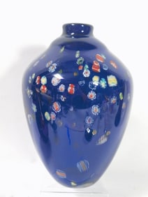 Vintage Murano Italy Millefiori Cobalt Blue Glass