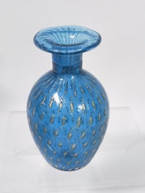 Vintage Murano Italy Blue Controlled Bubble Glass