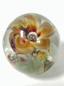 1981 John Barber Swirl Flower Glass Paperweight