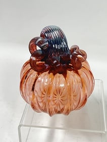 2020 TGS Iridescent Amber Glass Pumpkin