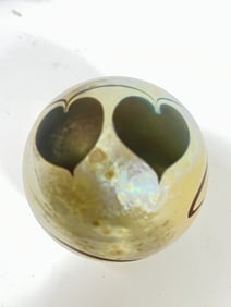 1983 Robert Eickholt Iridescent Black Heart Glass