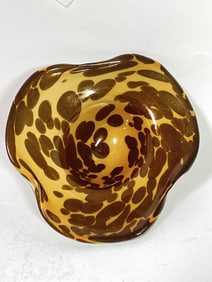 Vintage Murano Italy Glitter Tortoise Shell Art Gl