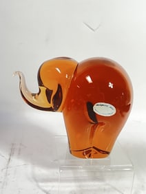 Vintage Wedgwood Glass Amber Glass Elephant