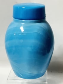 Antique Atterbury Blue Slag Milk Glass Jar