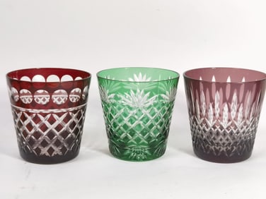 (3) Vintage Ajka Cut-to-Clear Whiskey Glasses