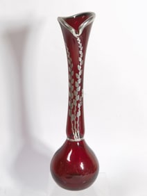 Vintage Viking Glass Sterling Silver Ruby Glass