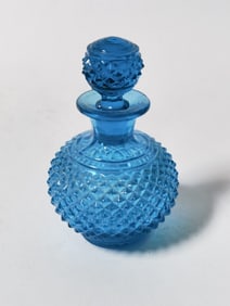 Vintage Blue Hobnail Glass Perfume Bottle